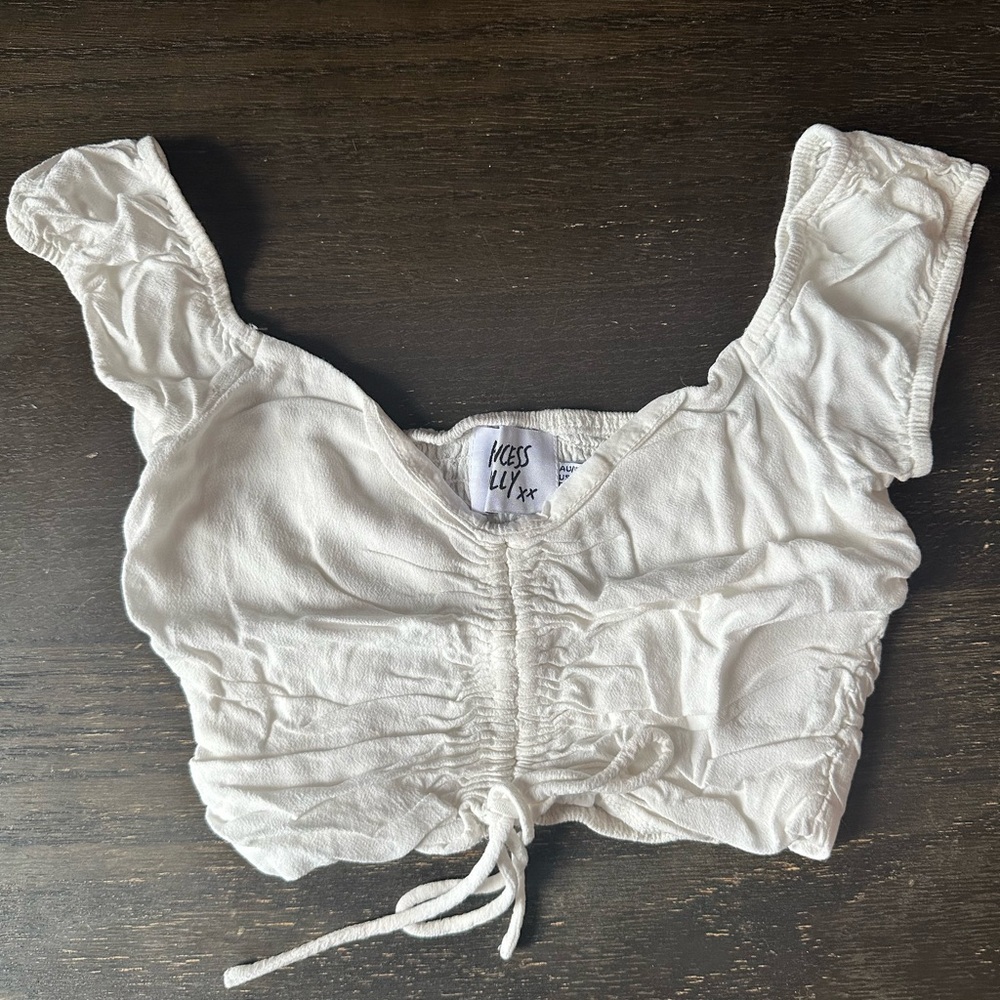 Princess Polly Ivory Ruched Crop Top